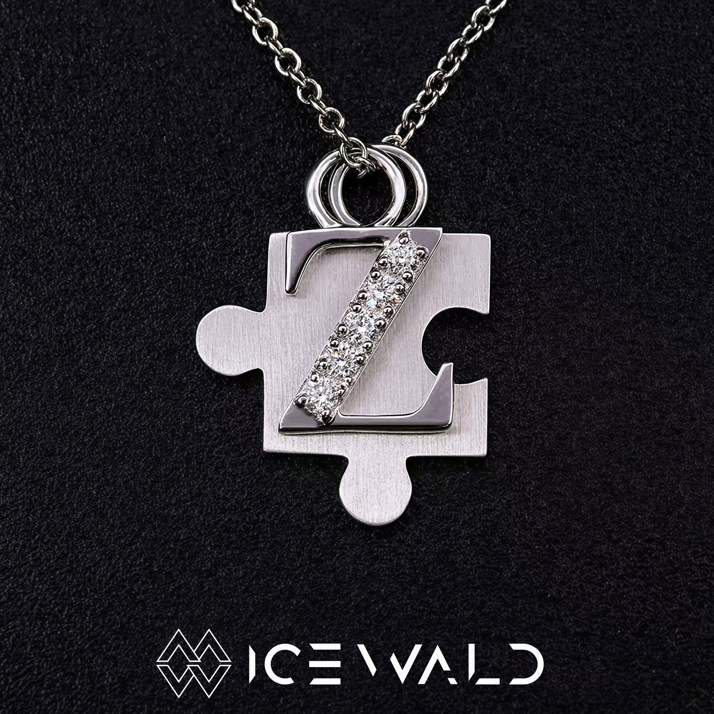 IECWARD Single Initial Puzzle Pendant Diamond Necklace
