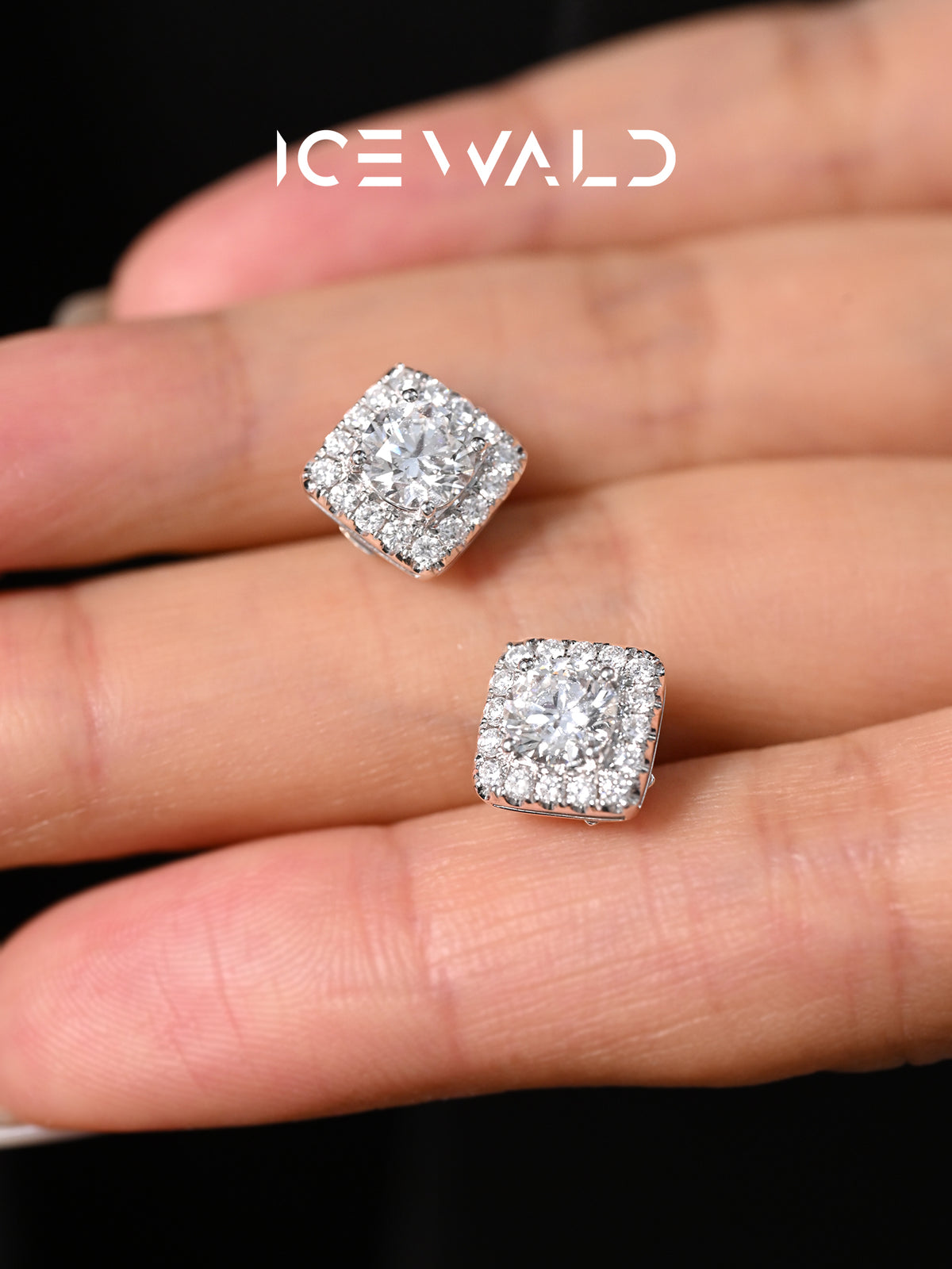 ICEWALD Cube Halo Diamond 18K white gold Lab Grown Diamonds