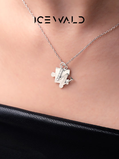 IECWARD Single Initial Puzzle Pendant Diamond Necklace