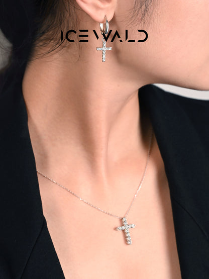 ICEWALD Cross Diamond Necklace Gold-Plated 925 Silver Platinum Lab Grown Diamonds