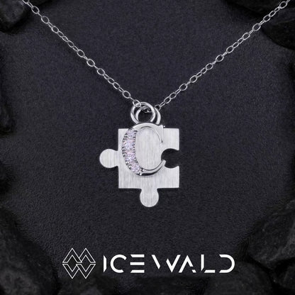 IECWARD Single Initial Puzzle Pendant Diamond Necklace