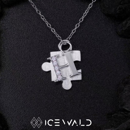 IECWARD Single Initial Puzzle Pendant Diamond Necklace