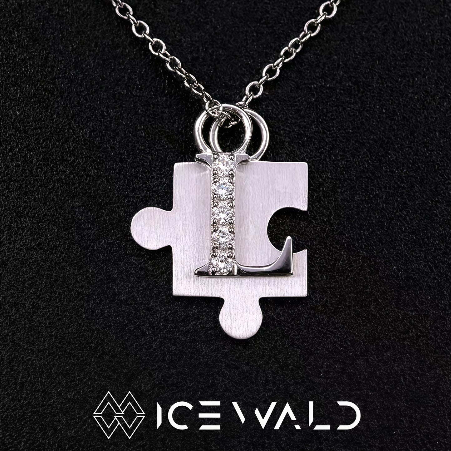 IECWARD Single Initial Puzzle Pendant Diamond Necklace