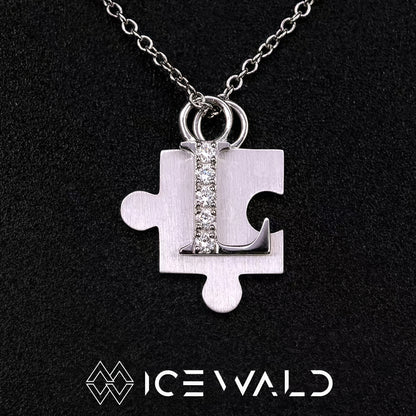 IECWARD Single Initial Puzzle Pendant Diamond Necklace