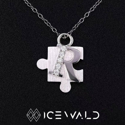 IECWARD Single Initial Puzzle Pendant Diamond Necklace