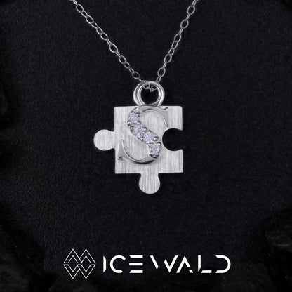 IECWARD Single Initial Puzzle Pendant Diamond Necklace