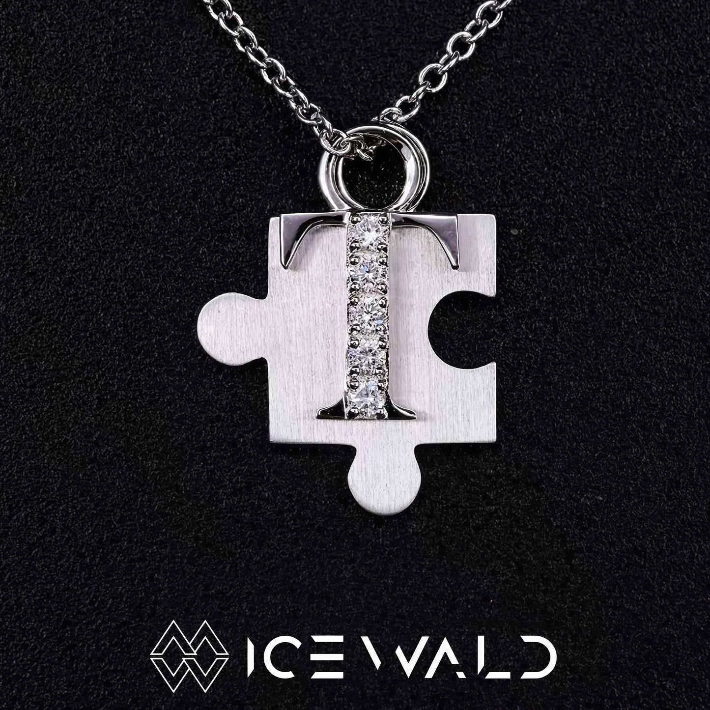 IECWARD Single Initial Puzzle Pendant Diamond Necklace