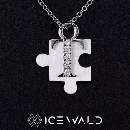 IECWARD Single Initial Puzzle Pendant Diamond Necklace