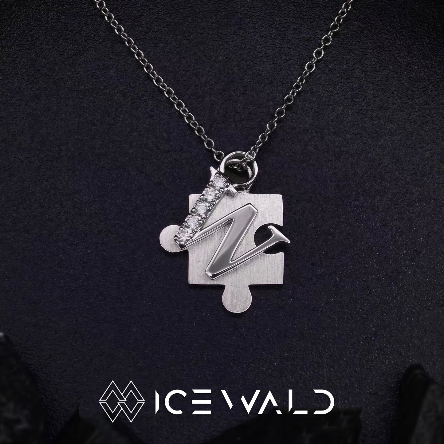 IECWARD Single Initial Puzzle Pendant Diamond Necklace
