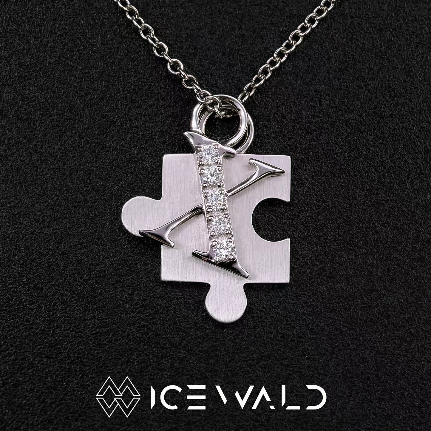 IECWARD Single Initial Puzzle Pendant Diamond Necklace