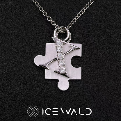 IECWARD Single Initial Puzzle Pendant Diamond Necklace