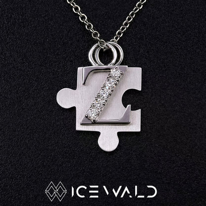 IECWARD Single Initial Puzzle Pendant Diamond Necklace