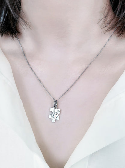 IECWARD Single Initial Puzzle Pendant Diamond Necklace