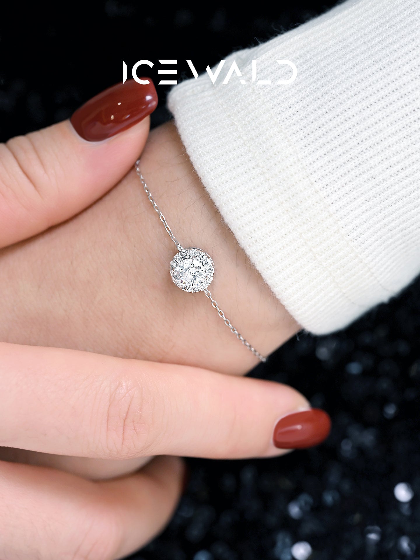 ICEWALD Halo Bracelet Gold-Plated 925 Silver Platinum Lab Grown Diamonds