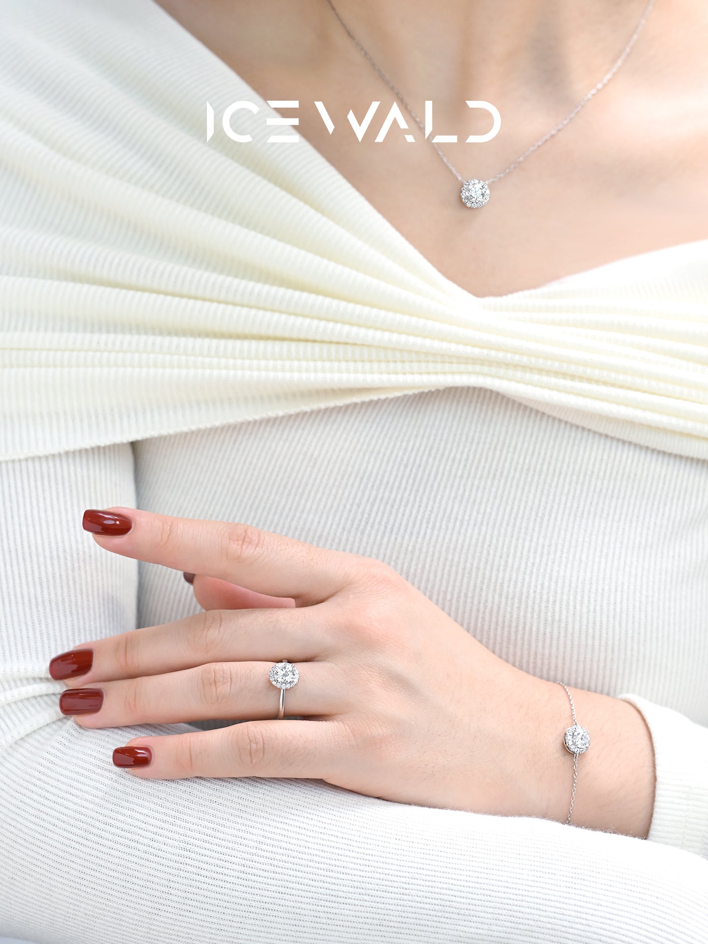 ICEWALD Halo Bracelet Gold-Plated 925 Silver Platinum Lab Grown Diamonds