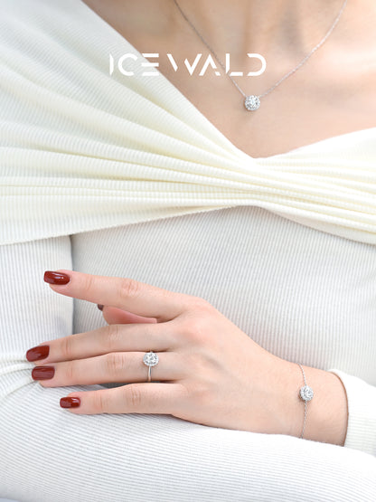 ICEWALD Halo Bracelet Gold-Plated 925 Silver Platinum Lab Grown Diamonds
