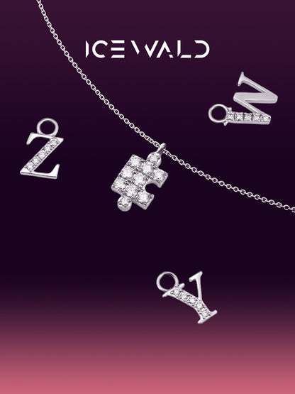 IECWARD Single Initial Puzzle Pendant Diamond Necklace