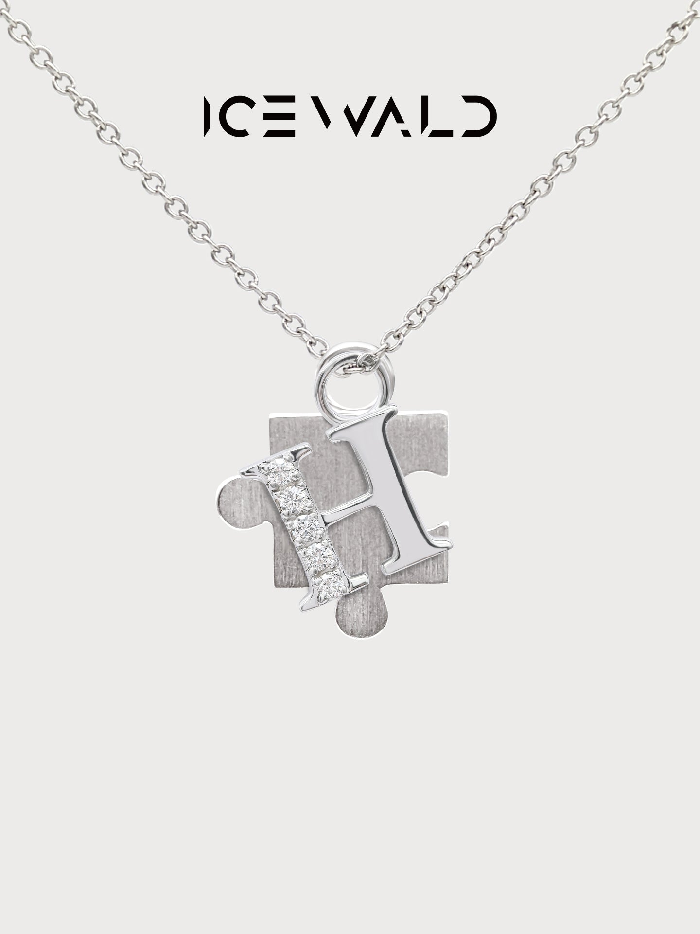 IECWARD Single Initial Puzzle Pendant Diamond Necklace