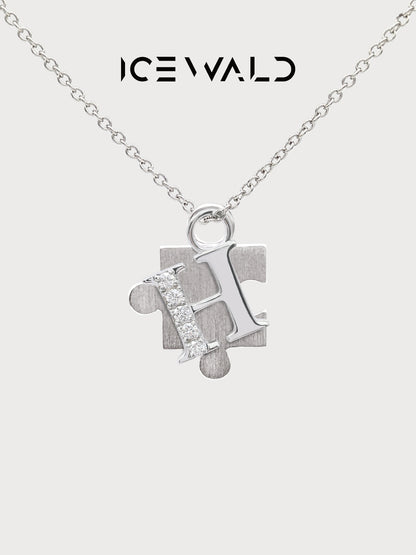 IECWARD Single Initial Puzzle Pendant Diamond Necklace