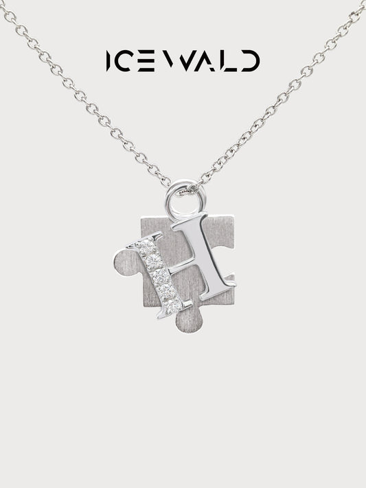 ICEWALD Single Initial Puzzle Pendant Diamond Necklace