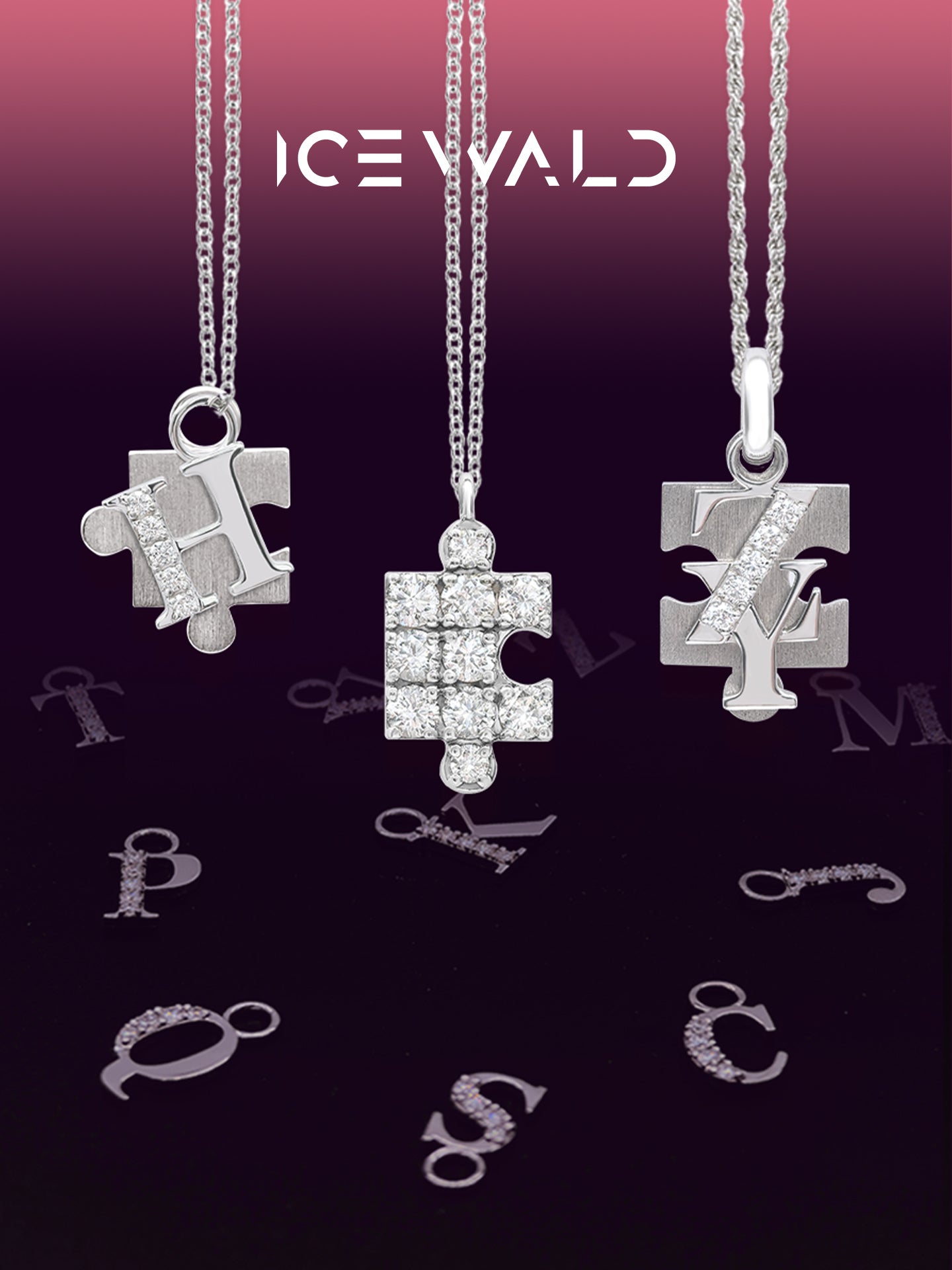 IECWARD Single Initial Puzzle Pendant Diamond Necklace