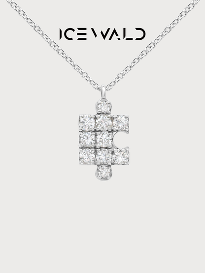 IECWARD Single Initial Puzzle Pendant Diamond Necklace