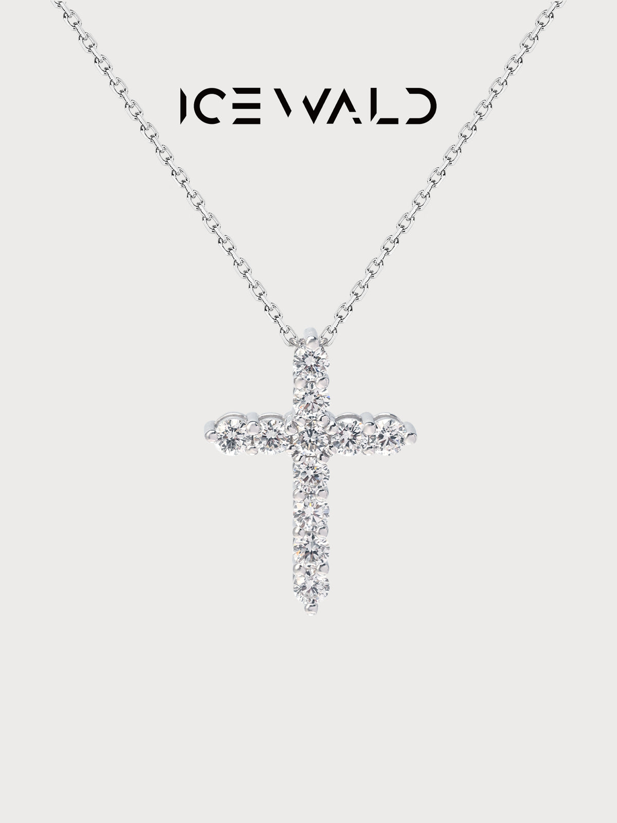 ICEWALD Cross Diamond Necklace Gold-Plated 925 Silver Platinum Lab Grown Diamonds