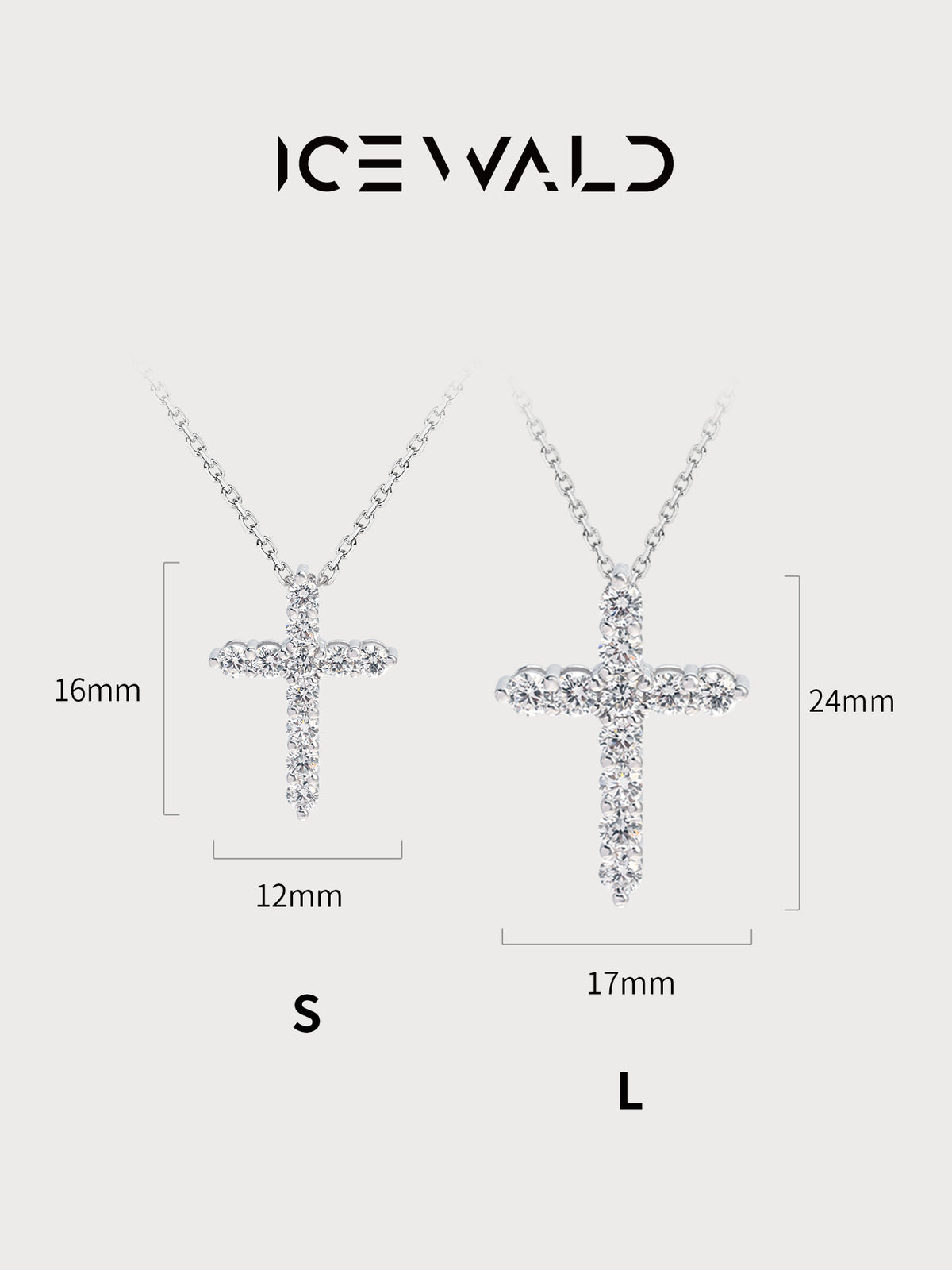 ICEWALD Cross Diamond Necklace Gold-Plated 925 Silver Platinum Lab Grown Diamonds