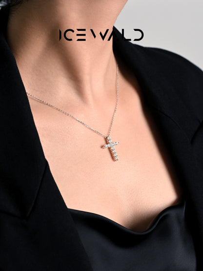 ICEWALD Cross Diamond Necklace Gold-Plated 925 Silver Platinum Lab Grown Diamonds