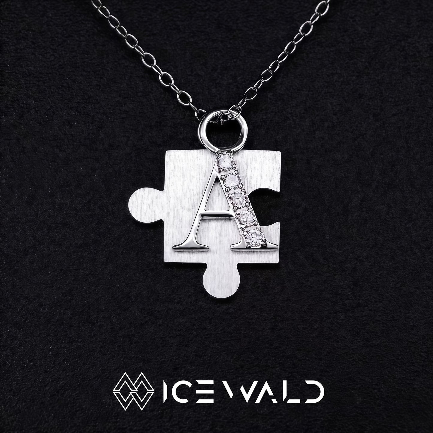 IECWARD Single Initial Puzzle Pendant Diamond Necklace
