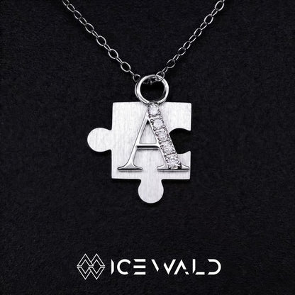IECWARD Single Initial Puzzle Pendant Diamond Necklace